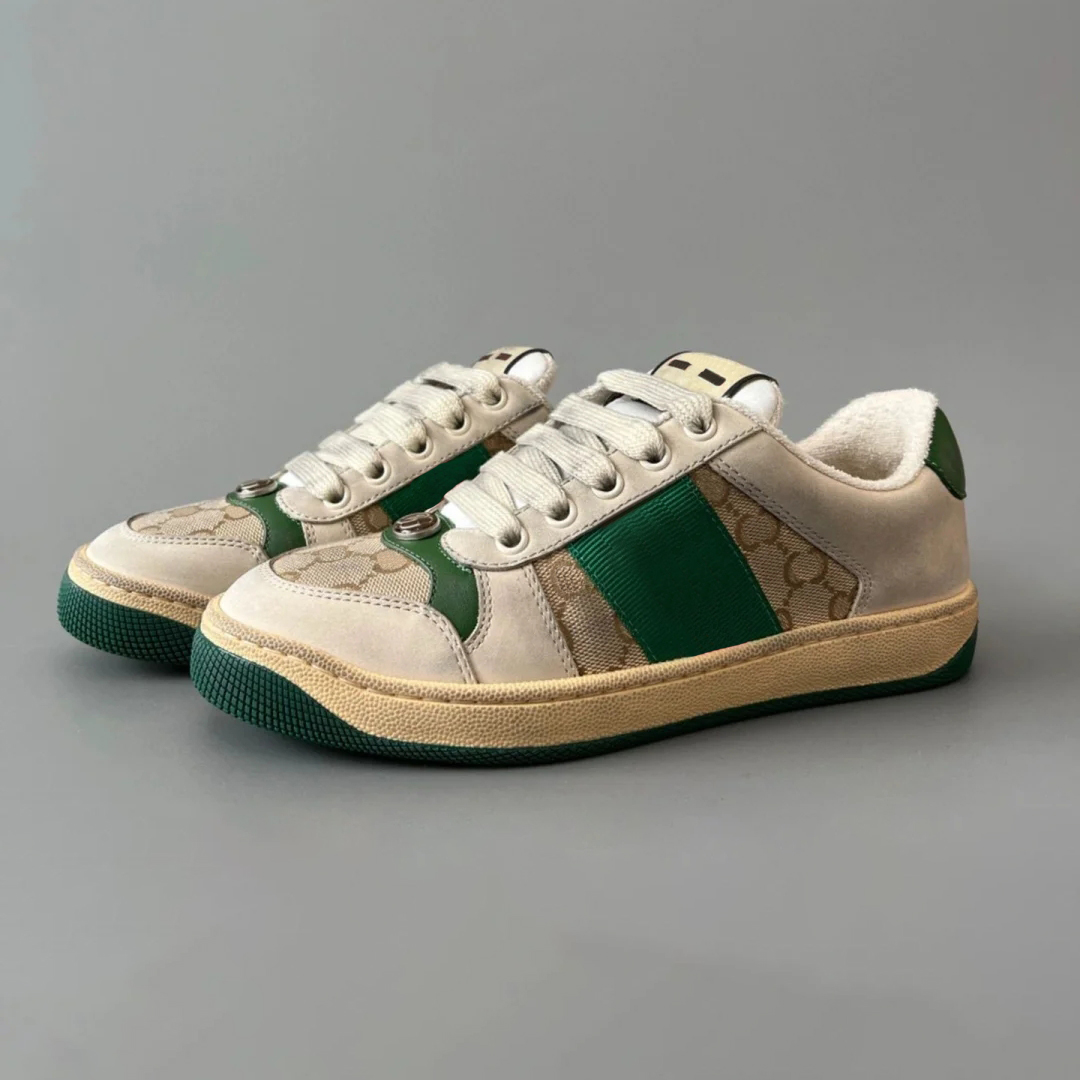 2024 Casual Shoes Classic Sneaker Retro Style Letters Interwoven Pattern Shoes Red and Green Webbing Fashional and Comfortable Exercise Sport Preppy Style Shoes