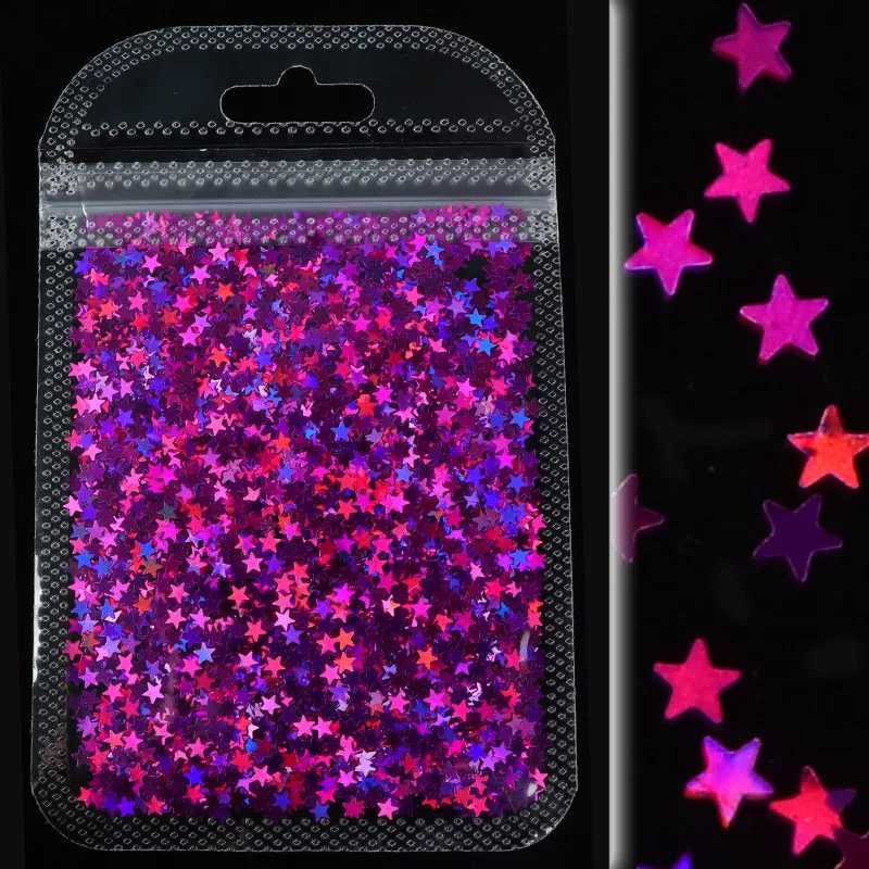 12 Colors Holographic Nail Glitter Sequins Colorful Stars Confetti Laser Glitter Nail Art Flake 3D Manicure Decals Nail SupplyXJ240815