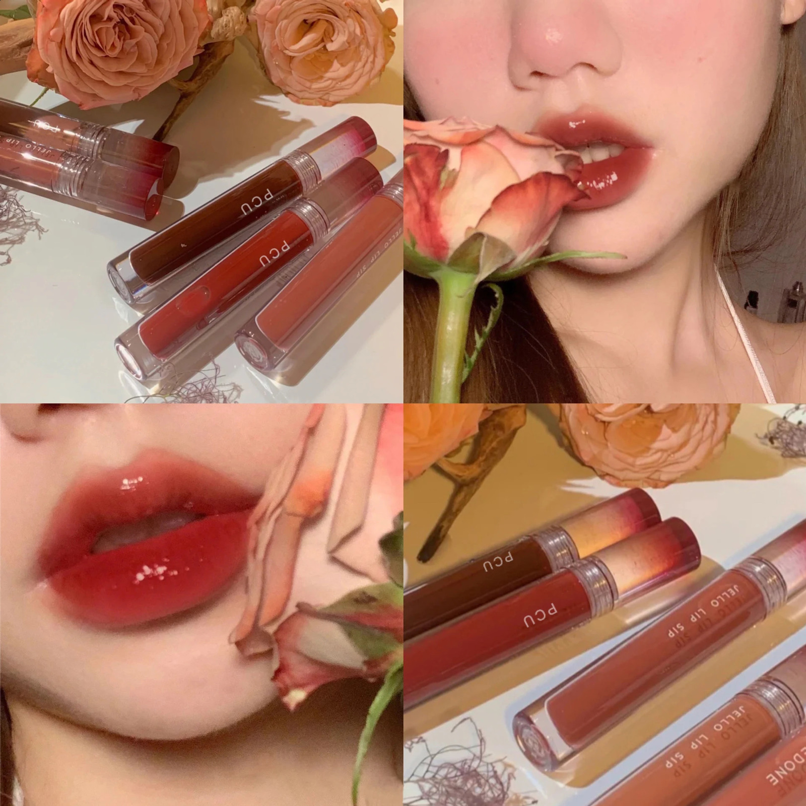 6 Color Tea Red Mirror Dyeing Lip Gloss Moisturizer Liquid Lipstick Waterproof Long Lasting Pink Lip Tint Korean Makeup Cosmetic 240819