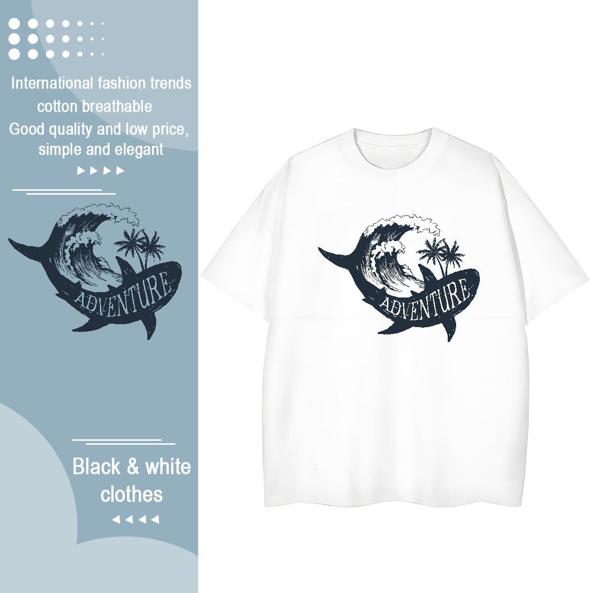 DIY Couples T Shirts Casual Sport Short Sleeve O-Neck Tees Shirts Soft 230g Cotton sea wave Customized Print Woman T Shirts