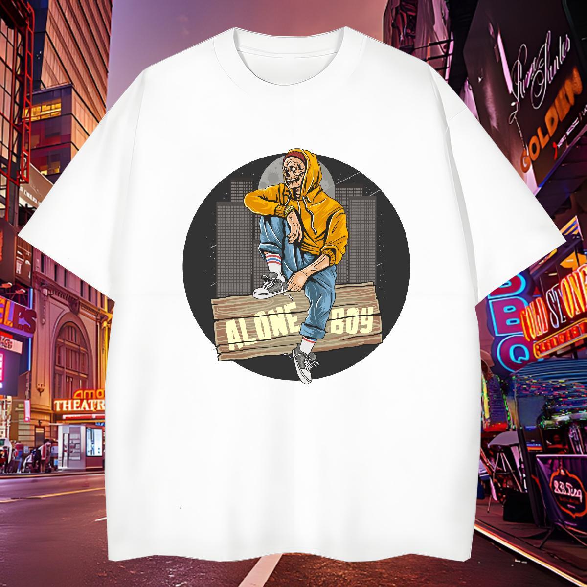 Free Shipping T-Shirts skull Breathable Short Sleeve Street Casual Custom Print Plus Size 230g Cotton Tshirts Designer Tops