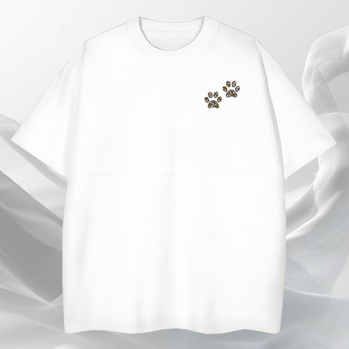 Loose Men Tops Tees Casual 230g Cotton DIY Logo Oversized Breathable Soft dog's paw T shirt Factory Direct Clothes