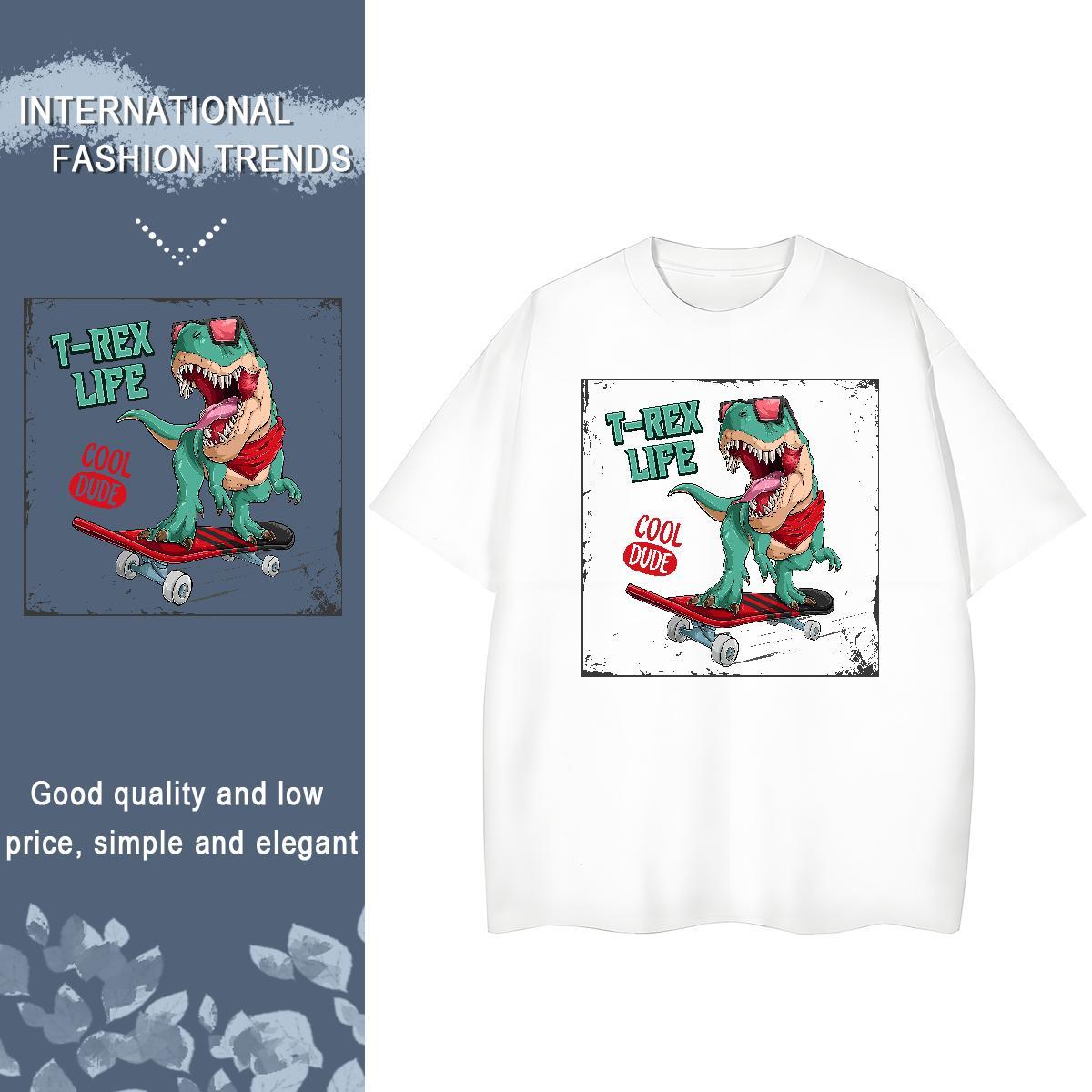 Classic Women Tees High Street Hip Hop Breathable Crew Neck Tee Shirt Free Shipping 230g Pure Cotton dinosaur DIY Anime Printed Womens T Shirts
