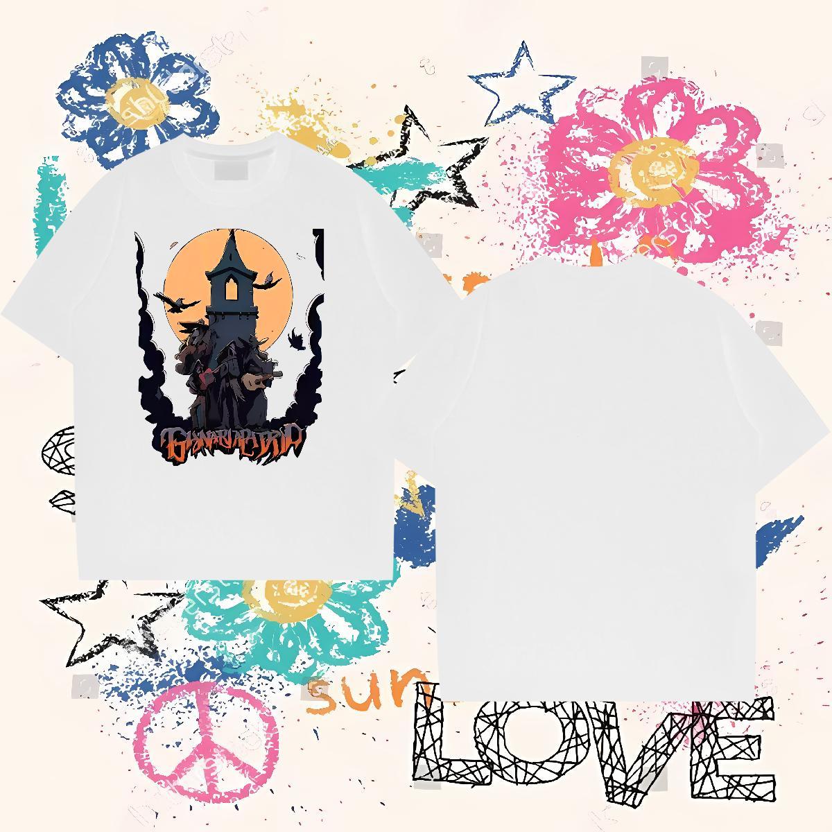 2024 Couples T Shirts Tower Summer Casual 100% Cotton 230g Top Tees O Neck Short Sleeves TOP Quality T-Shirts for Men Custom Cartoon