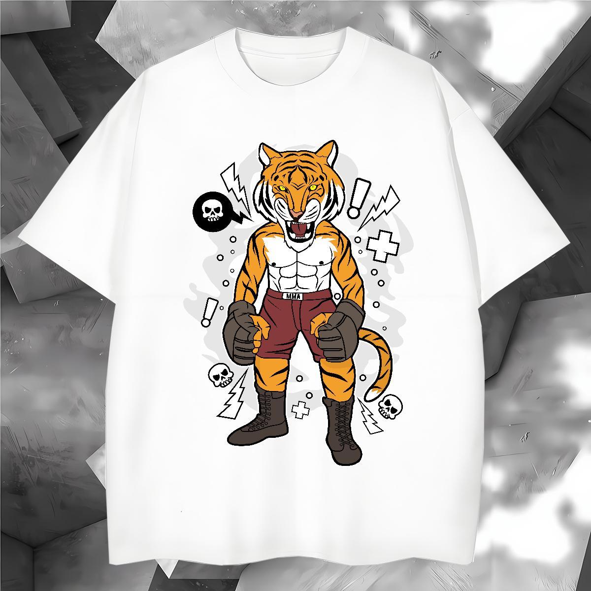 Classic Casual Mens Tshirts angry Street wear Hip Hop 230g Pure Cotton Tops Tees Breathable Short Sleeve Comfortable T-Shirts for Men Anime Print