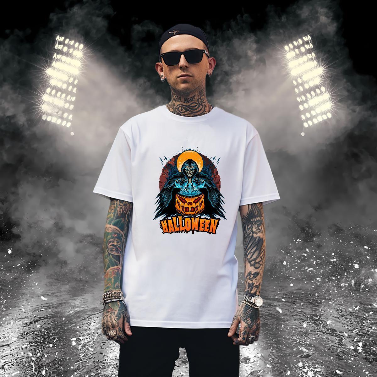 Wholesale T Shirts Men sorcerer Crew Neck Daily Outfit White Plus Size 230g Cotton Couples T Shirts New Wear