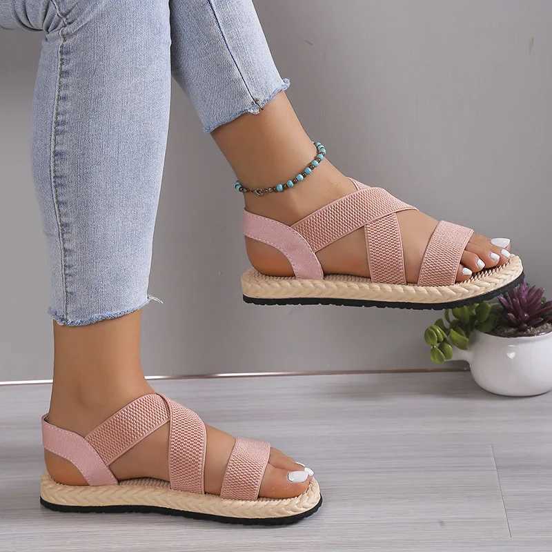 2024 women new sponge platform mid-heel round toe flip flops female large size beach slippers outdoor all-match casual slippers CL240806