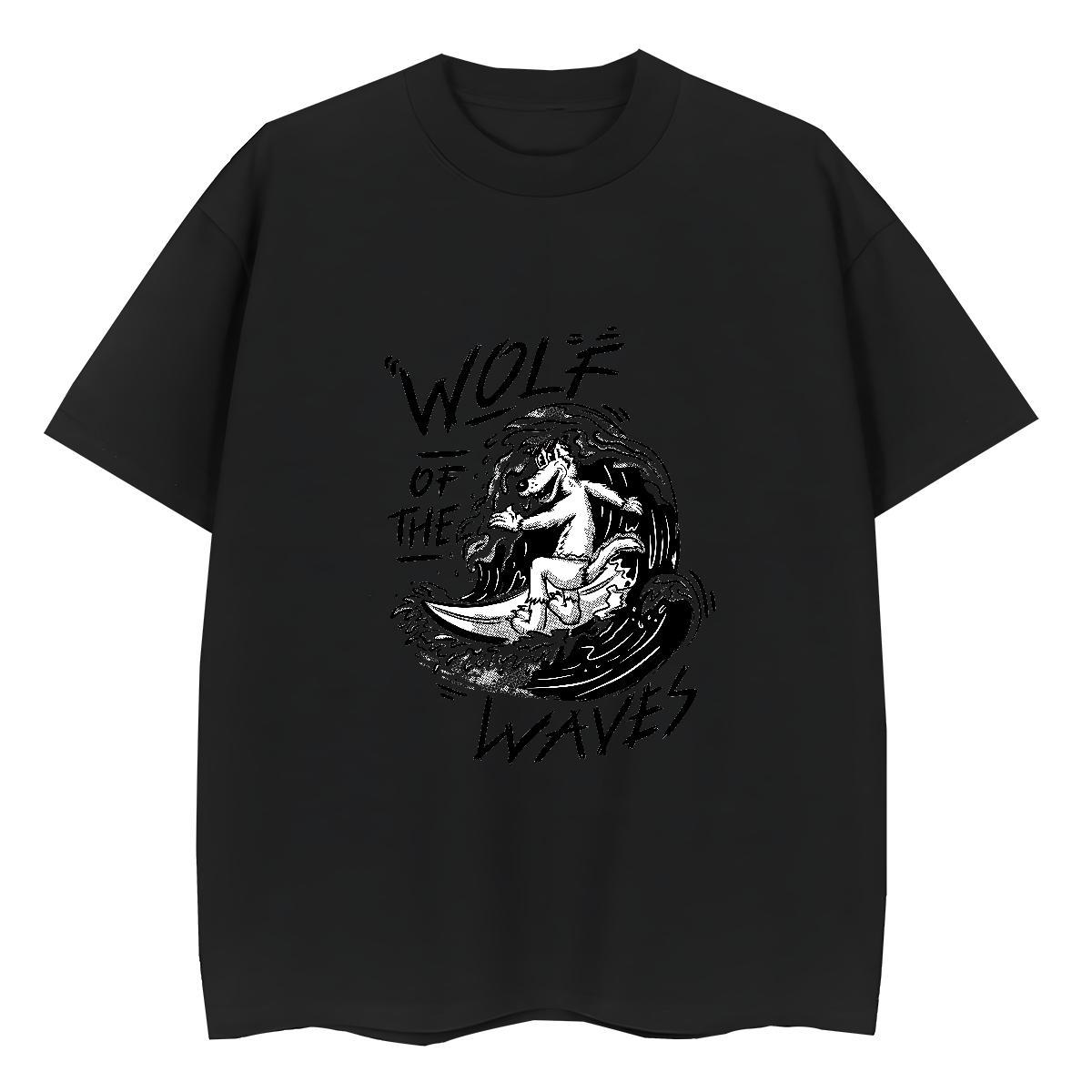 2024 DIY Unisex Tshirts Outdoor Crew Neck Breathable Top Shirts Nice 230g Pure Cotton wolf Plus Size Cartoon T-Shirts