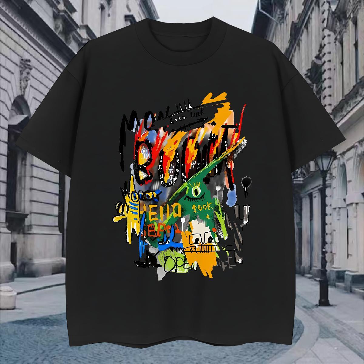 T Shirt For Man 230g Cotton cartoon Sport O Neck Short Sleeves Custom Cartoon Men Tshirts Stylist Brand Wear