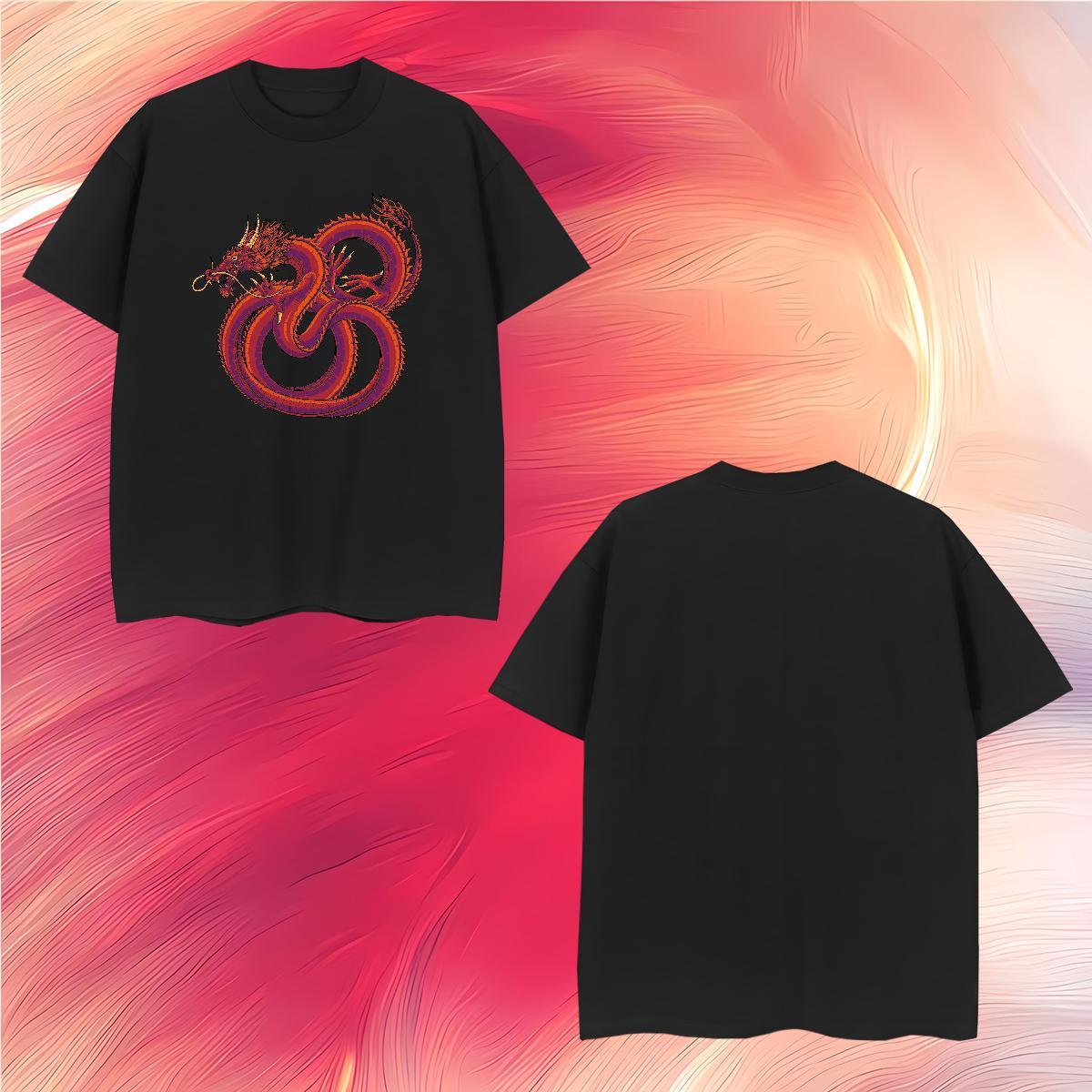 T Shirts Men 100% Cotton 230g dragon Casual Daily Wear Short Sleeve O-Neck Floral Print Couples T Shirts New Arrival TOP Quality Tee Shirt