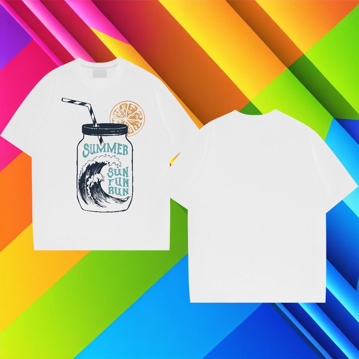 Comfortable Tshirt for Man Woman Casual Daily Wear 230g Pure Cotton Oversized Breathable Short Sleeve sea wave T-Shirts for Men Casual New Tees