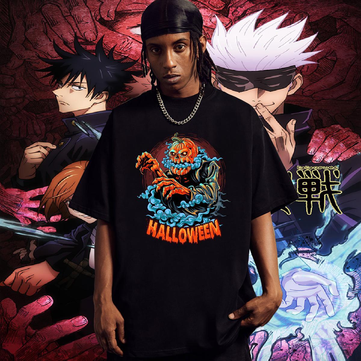 Wholesale Men T Shirts pumpkin Breathable Crew Neck Beach Custom Print Oversized 230g Cotton Men Clothes T-Shirt Fashion Design Top Tees