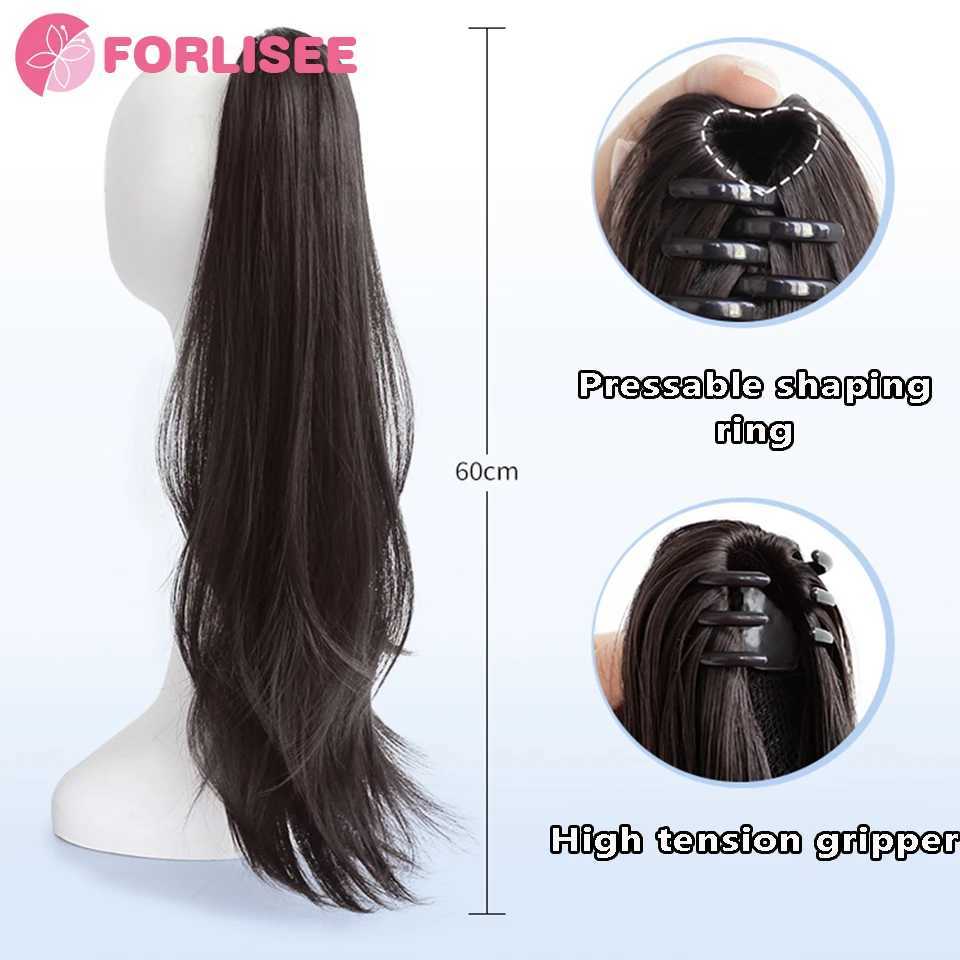 Forlisee synthetic wig ponytail womens grab clip high ponytail natural slight curl long curly hair shoulder strap ponytail wig W240817