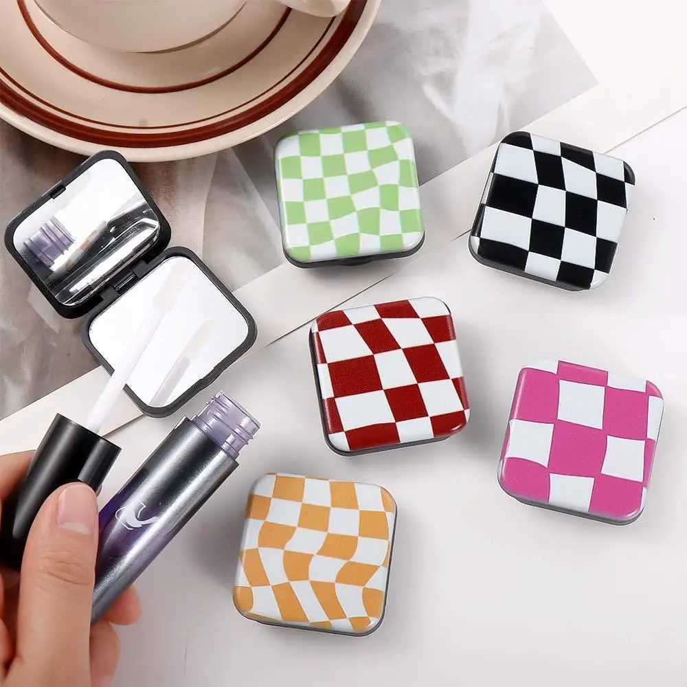 Women Girls Compact Mirror Accessories Folding Phone Bracket Makeup Mirror Phone Stand Holder Cosmetic Mirror Plaid Mirror Y240819