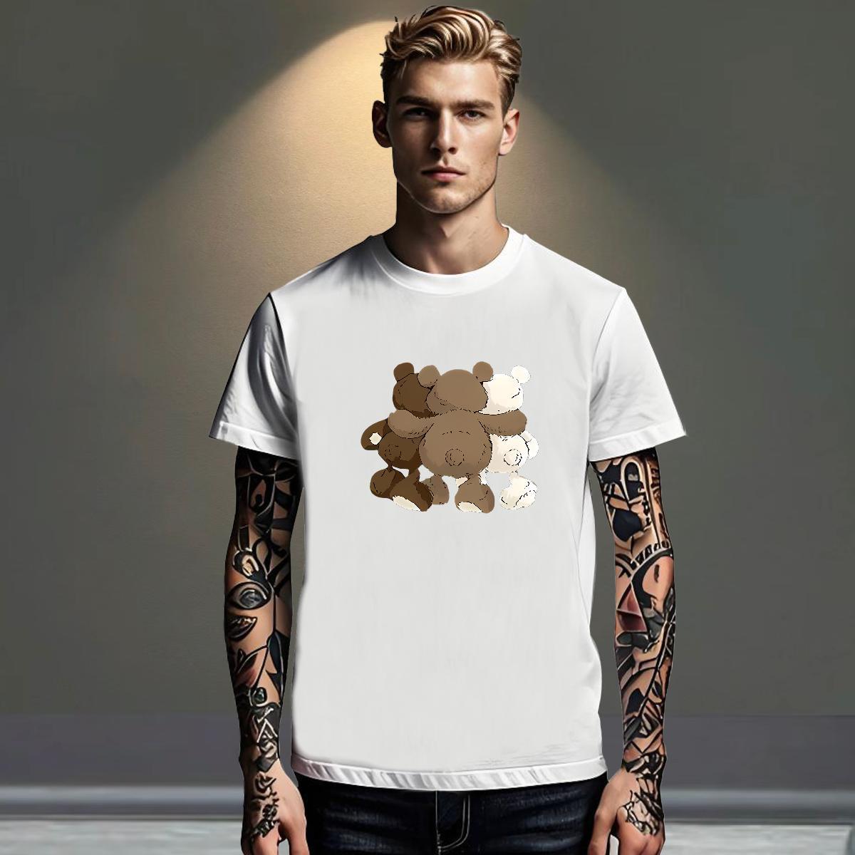 Free Shipping Tshirt for Man Woman bear Sports Casual 230g Cotton Tops Breathable Short Sleeve Soft T shirt Custom Printing