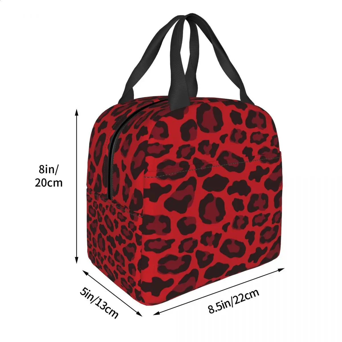 Leopard Printed Red Lunch Bag Portable Insulated Oxford Cooler Thermal Cold Food Picnic Tote for Women 240819
