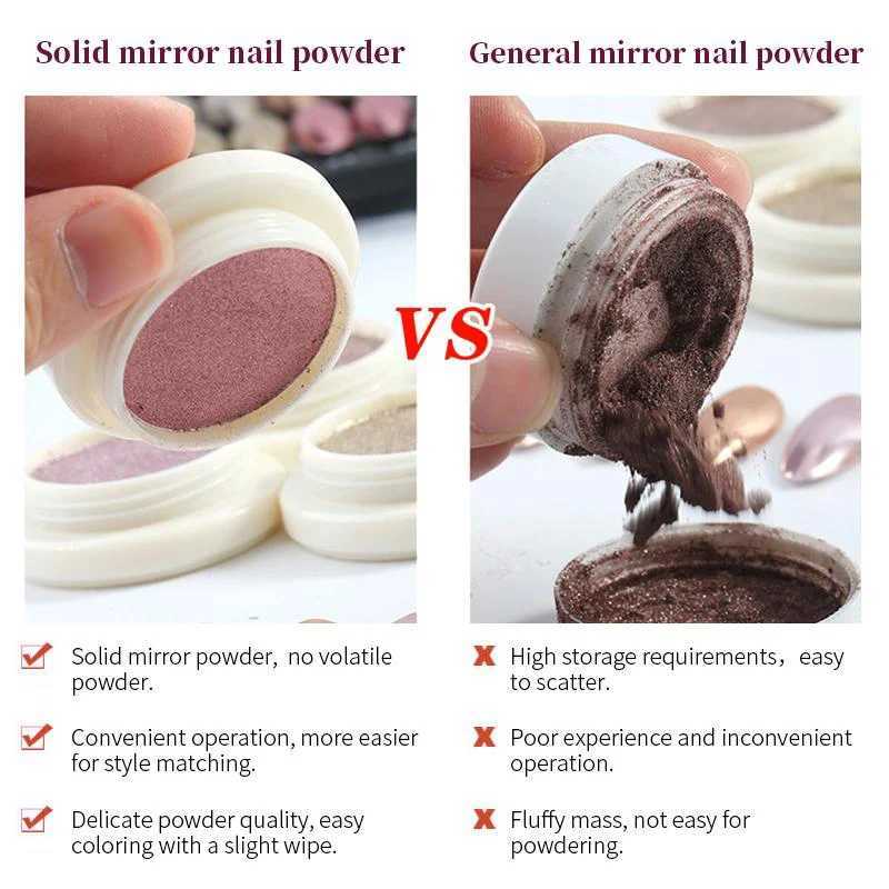 6 Colors Gold Silver Mirror Powder Solid Metallic Effect Nail Art Glitter Polish Rub Dust Pigment Manicuring Art DecorationXJ240815