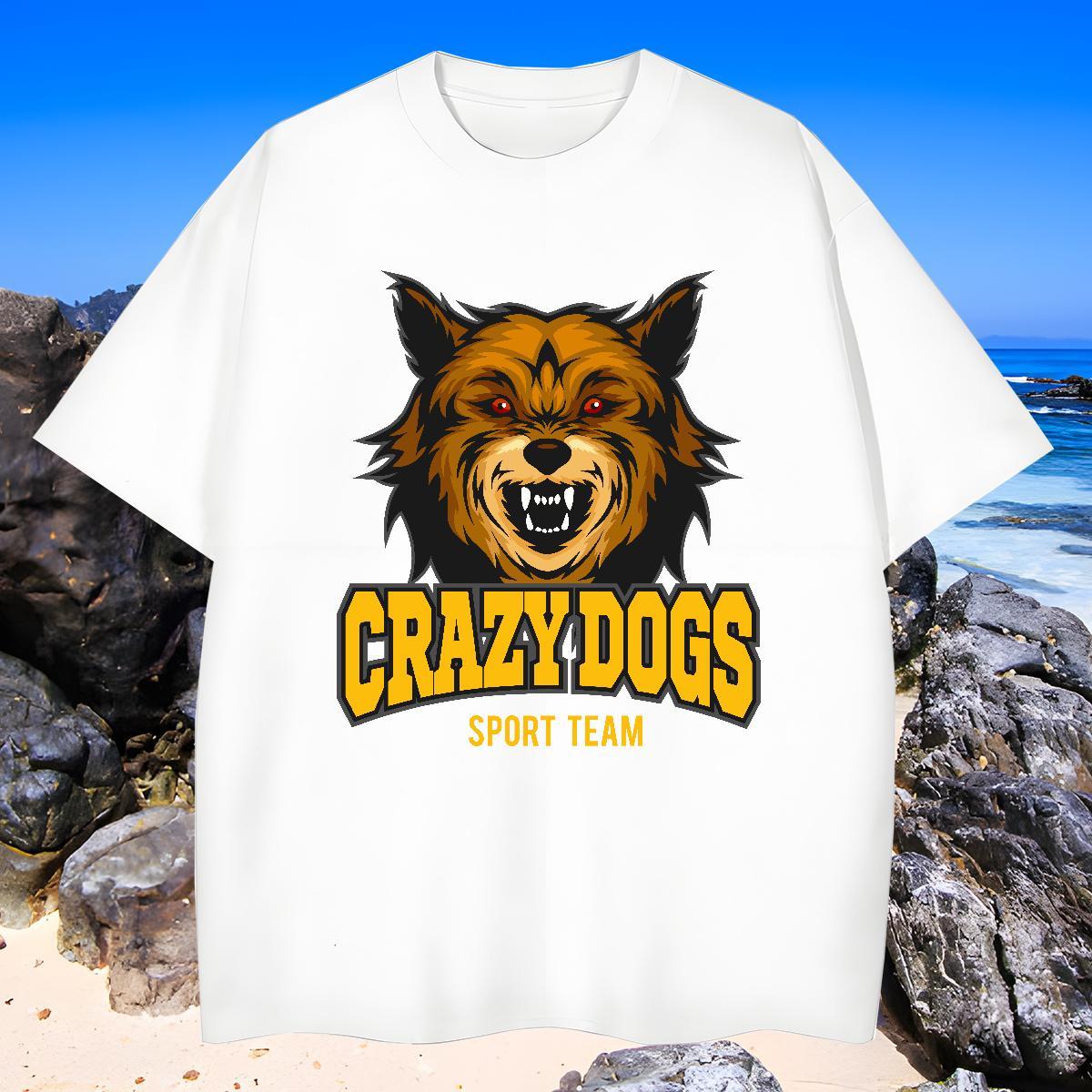 Comfortable T shirt crazy dog Crew Neck Breathable Spring Summer Custom Big Size 230g Pure Cotton Tshirts Fashion Designer Wear