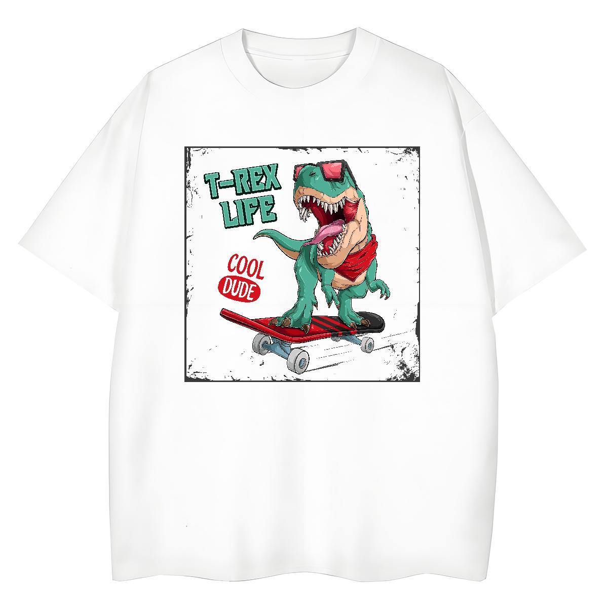 Classic Women Tees High Street Hip Hop Breathable Crew Neck Tee Shirt Free Shipping 230g Pure Cotton dinosaur DIY Anime Printed Womens T Shirts
