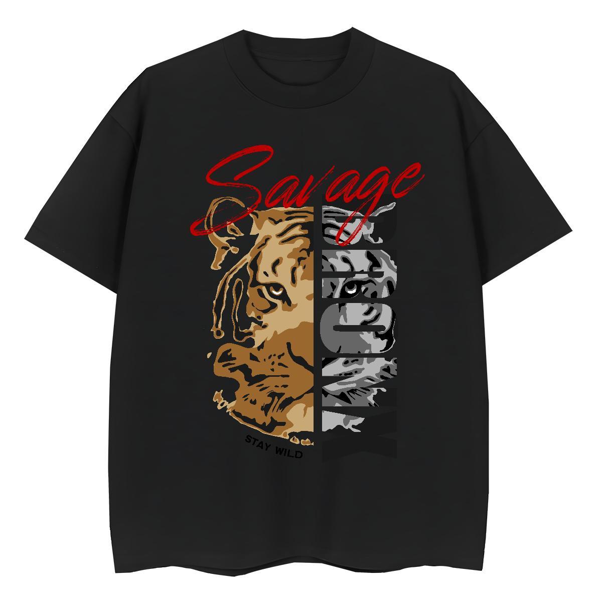 Unisex T-Shirts for Men tiger Breathable Short Sleeve Home Outdoor DIY Printed 230g Cotton Tshirts Free Shipping Clothings