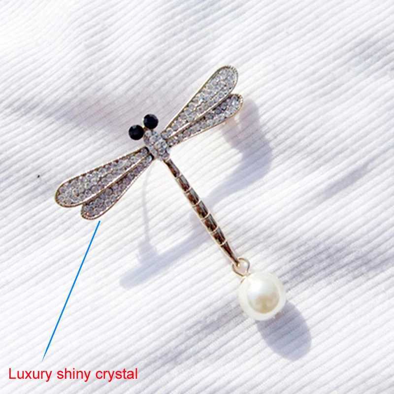 Exquisite crystal rhinestone dragonfly brooch womens collar brooch jewelry 18K gold-plated W240815