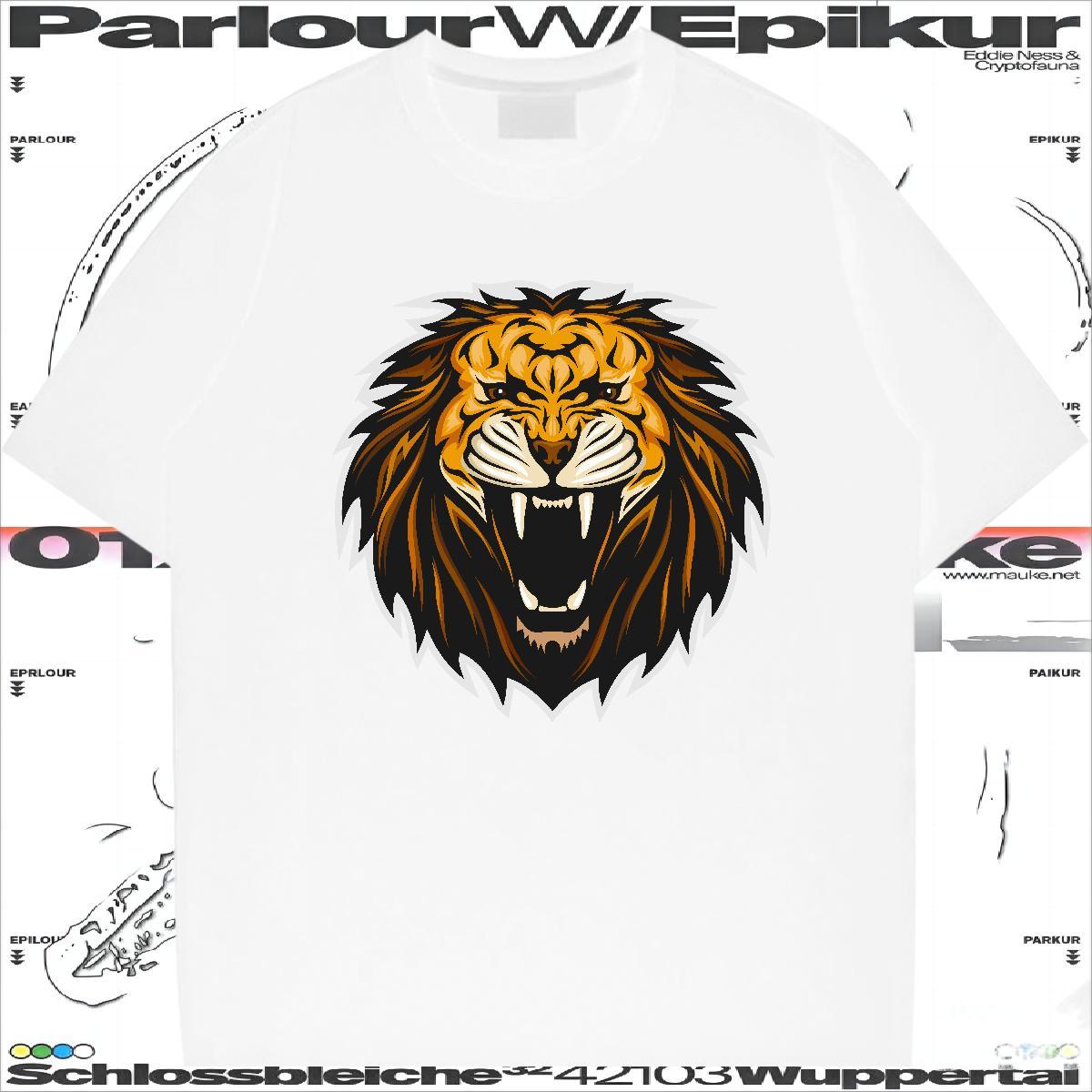 Free Shipping Man T Shirts lion Round Neck Short Sleeve Casual Oversized 230g Cotton Couples T Shirts 2024 Tees Shirts