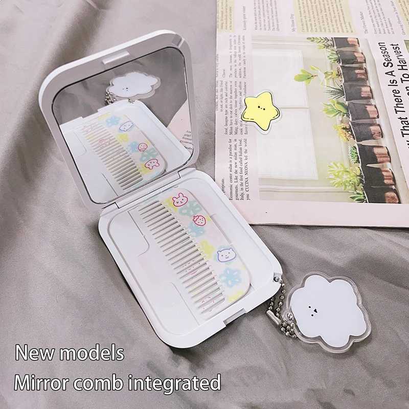 Pocket Makeup Mirror Mini Folding Kawaii Portable Travel Mirror Square Small Makeup Mirror With Comb Y240819