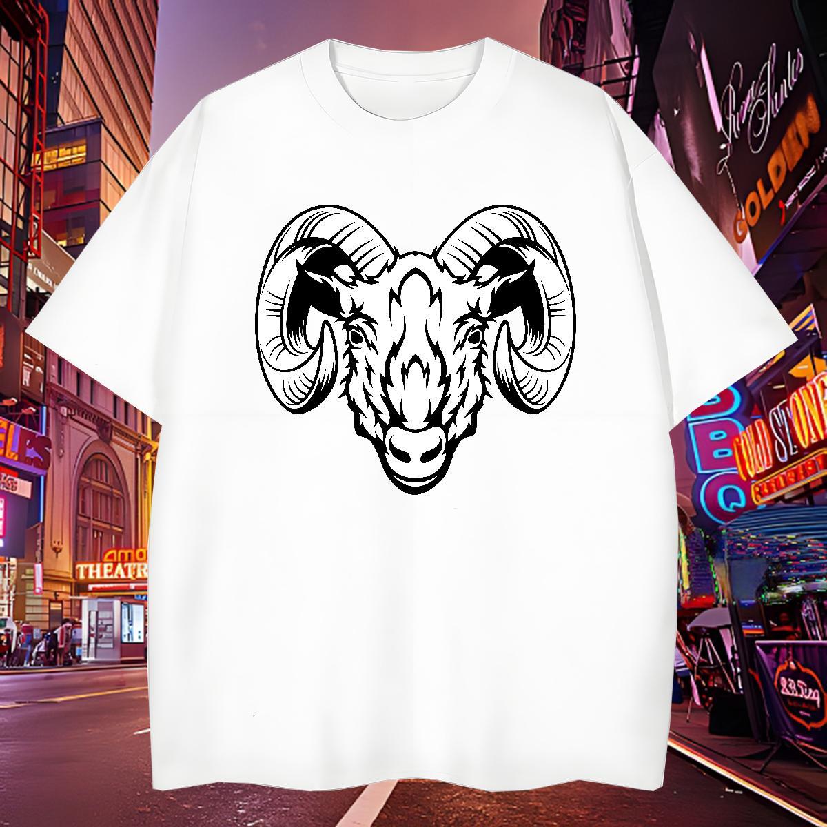 Loose Fit T Shirts Men sheep Short Sleeve Soft Anime Printing Street Custom Print Plus Size 100% Cotton 230g Men Tops Tees Brand Wear