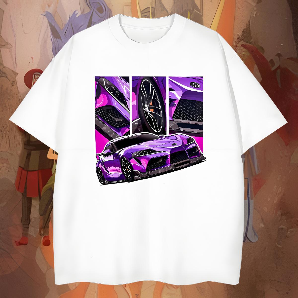 Classic Couples T Shirts Daily Wear 100% Cotton 230g Plus Size Cartoon Breathable Short Sleeve car T shirt 2024 Summer Clothes