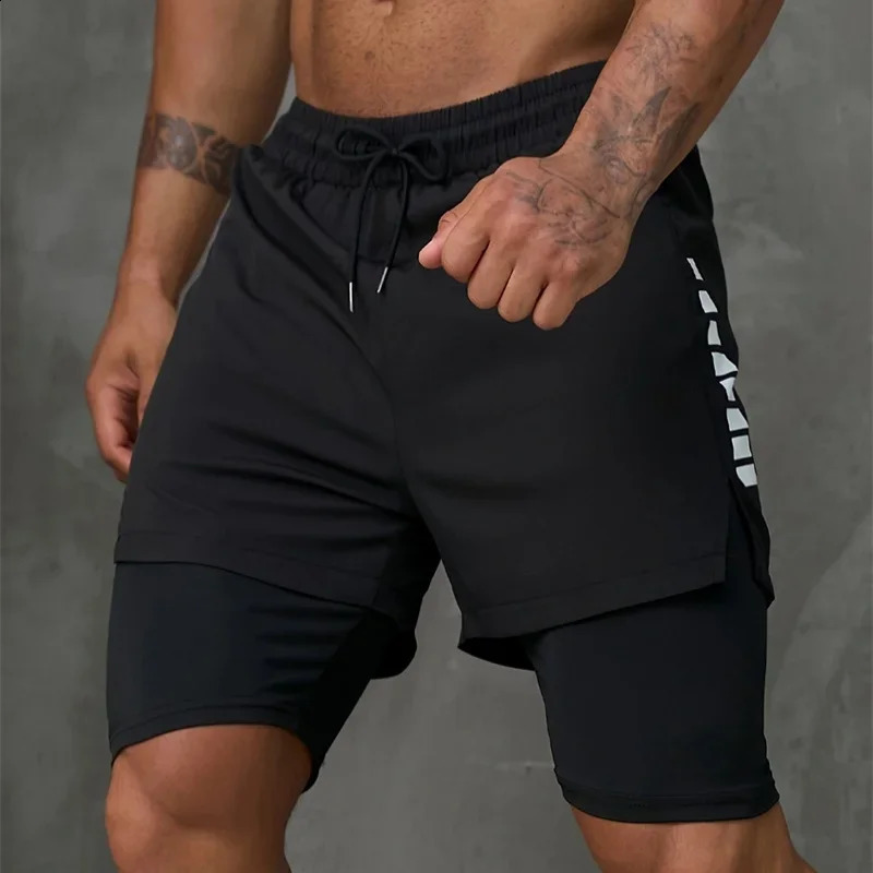 Mens Running Shorts Gym Exercise 2in1 Quick Drying Training Fitness Slow Summer Outdoor Sports 240819