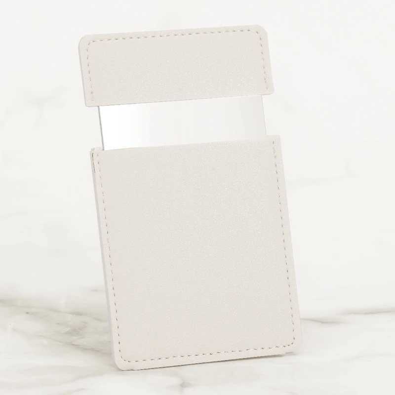 Ultra-thin Cosmetic Mirror Stainless Steel Shatter-Proof Portable PU Leather Sleeve Pocket Card Mirror Makeup Y240819