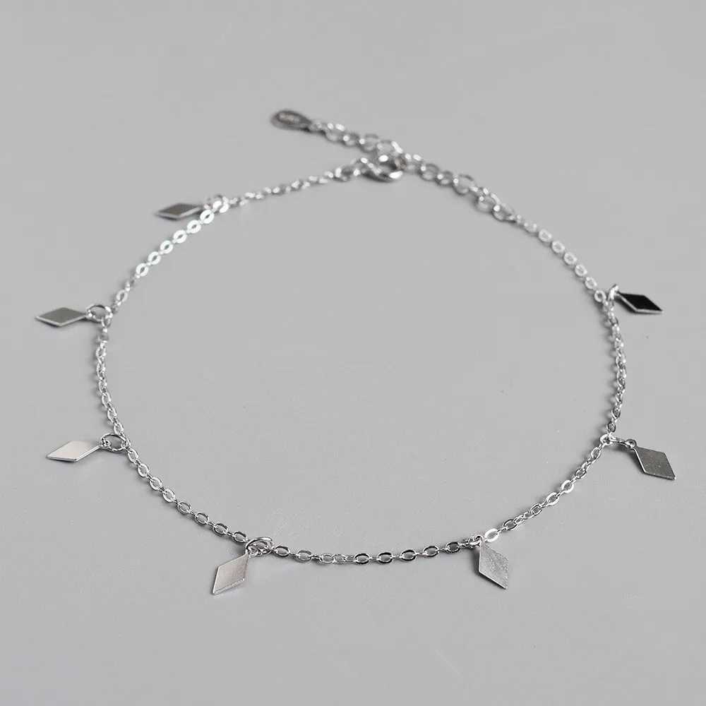 925 sterling silver simple diamond geometric pendant anklet for womens summer beach leisure jewelry accessories girlfriend gift W240815