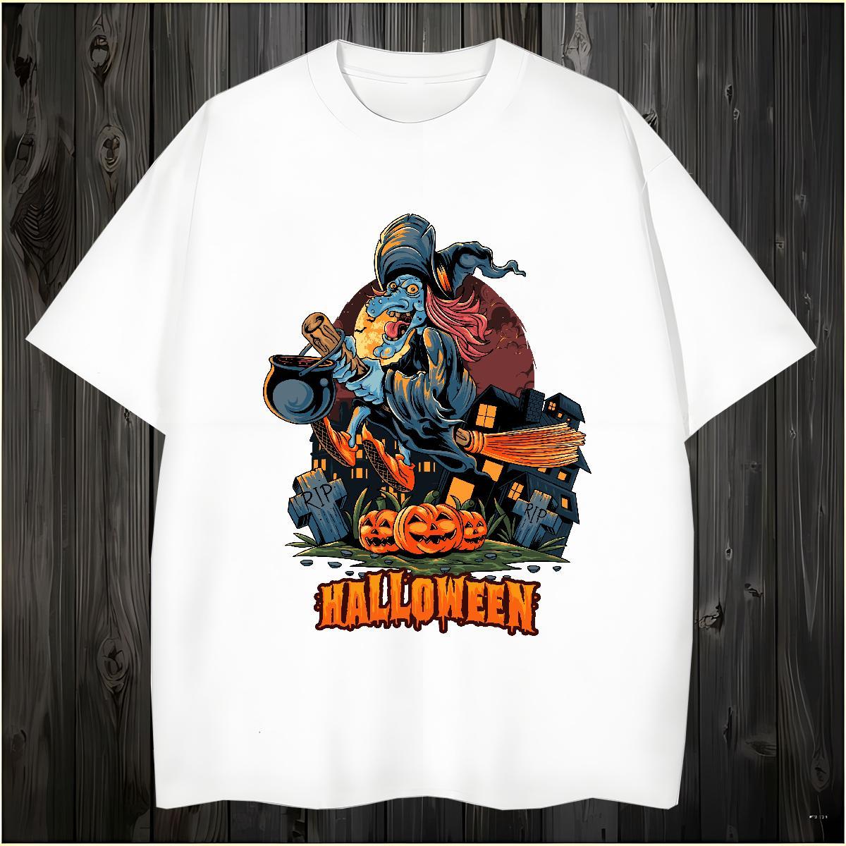 High Quality T shirt halloween Breathable Crew Neck Beach White Plus Size 230g Cotton Couples T Shirts Classic Casual Tees Shirts