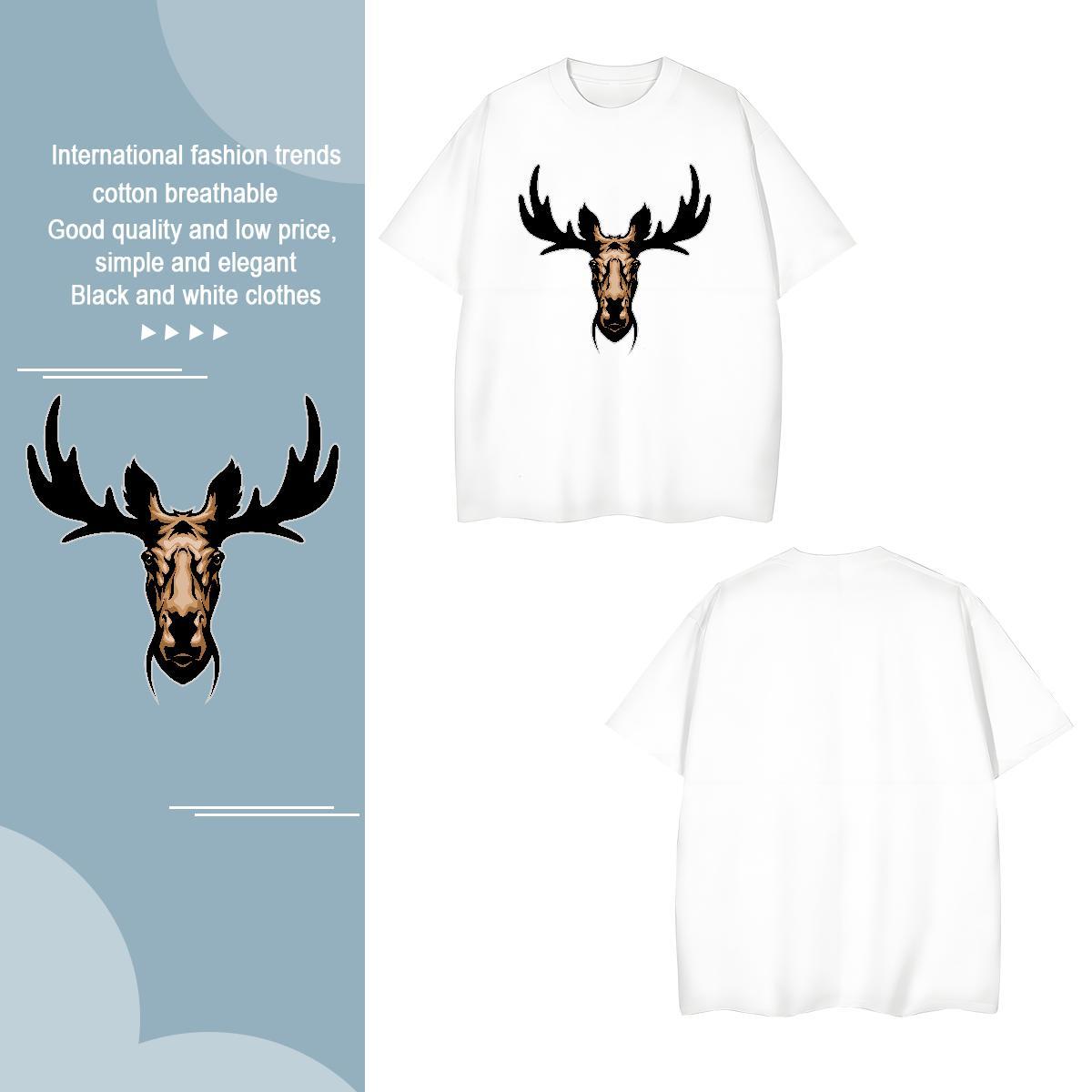 High Quality T-Shirts for Men deer Short Sleeve Soft Daily Wear DIY Printed 100% Cotton 230g Men Tops Tees Designer Top Tees