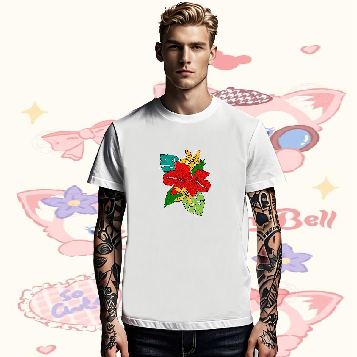 Classic Casual Men Clothes T-Shirt painting Casual Daily Wear 230g Cotton Tee Shirt Breathable Crew Neck Free Shipping T Shirt For Man Oversized