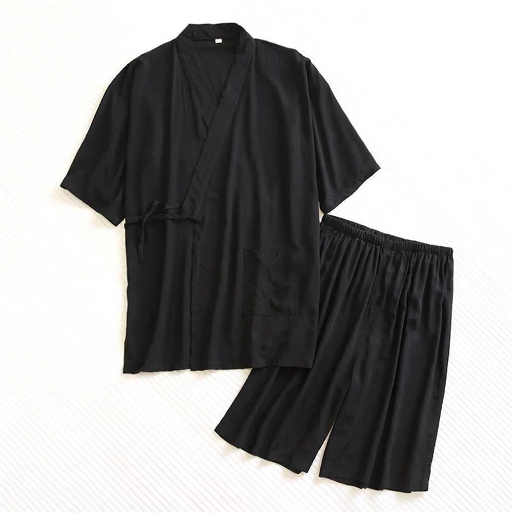 2022 New Traditional Japanese Pajama Set Adhesive Fiber Robe Shorts Cotton Kimono Pajamas Japanese Style Soft PajamasW240719