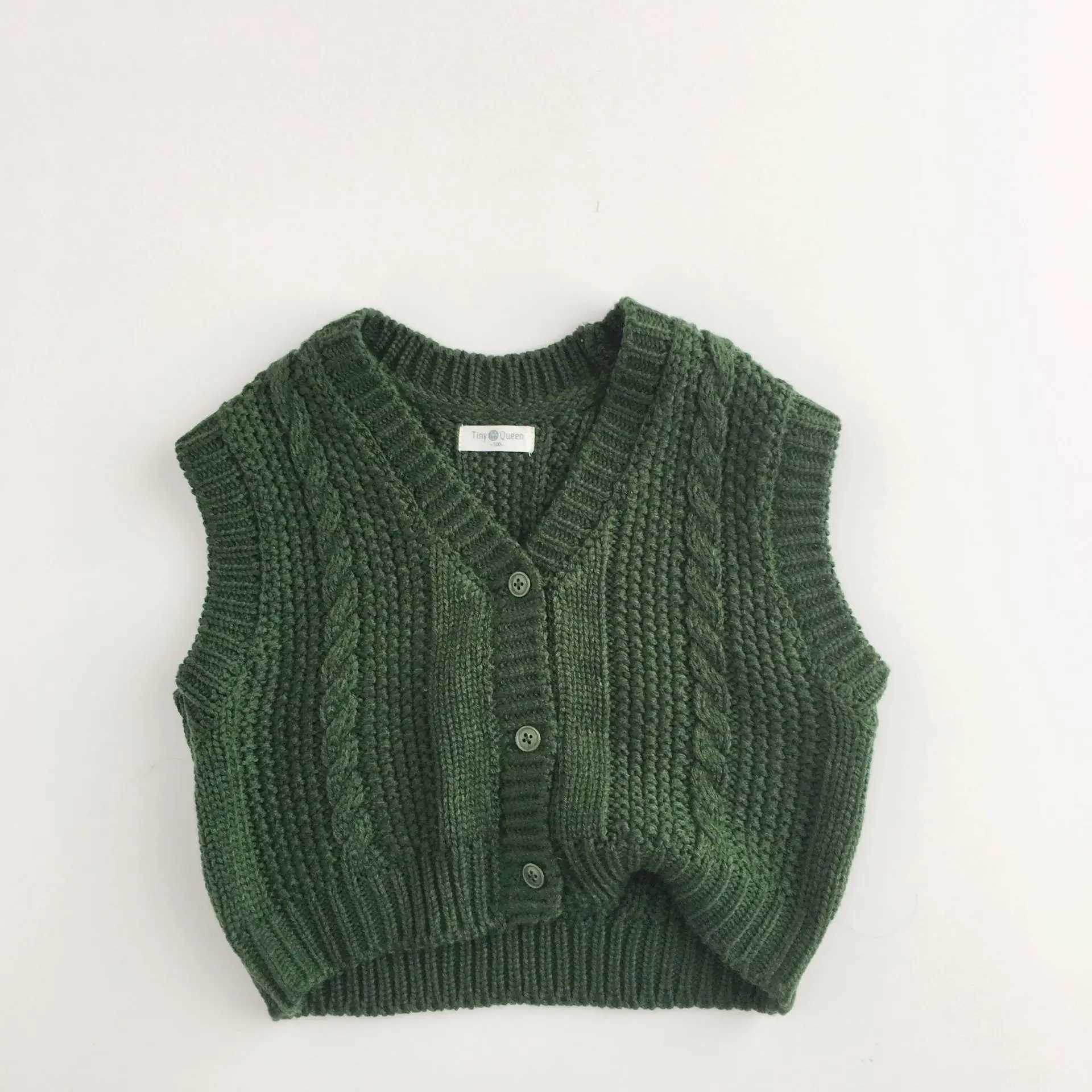 Autumn Winter Kids Sleeveless Sweater Kids Sweater Printing Knitted Cardigan Vest For Boys Girls School UniformXJ240819