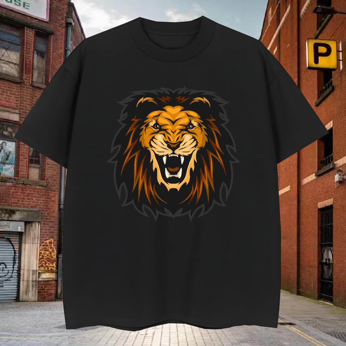 High Quality T Shirts Men lion Crew Neck Casual Beach Custom Big Size 230g Cotton Men Tshirts Stylist Wear