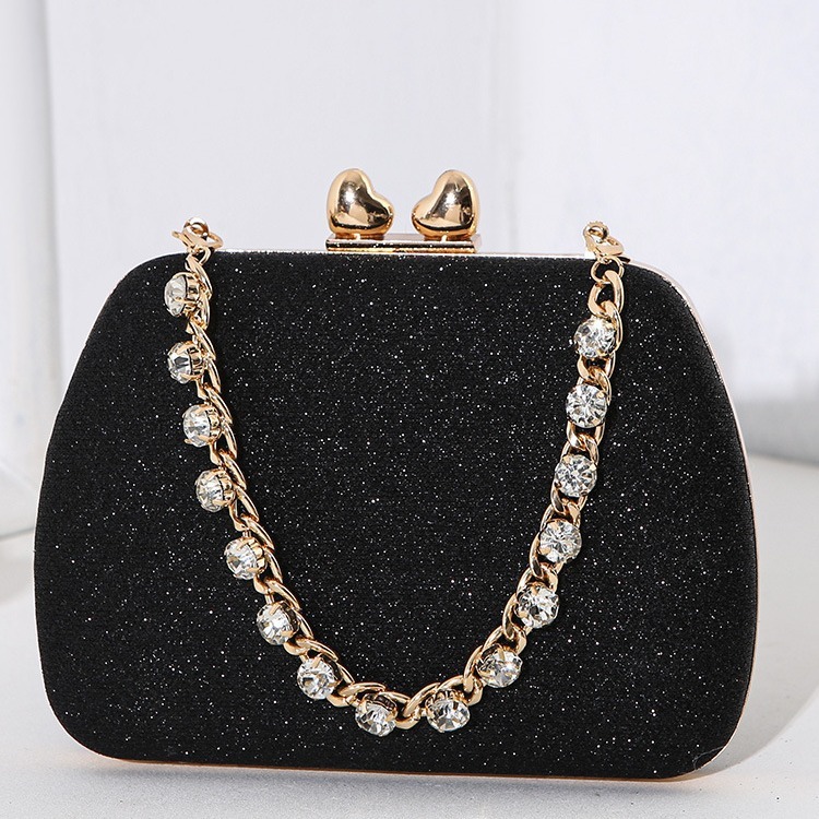 New Love Water Diamond Chain Crossbody Small Square Celebrity Banquet Handheld Bag