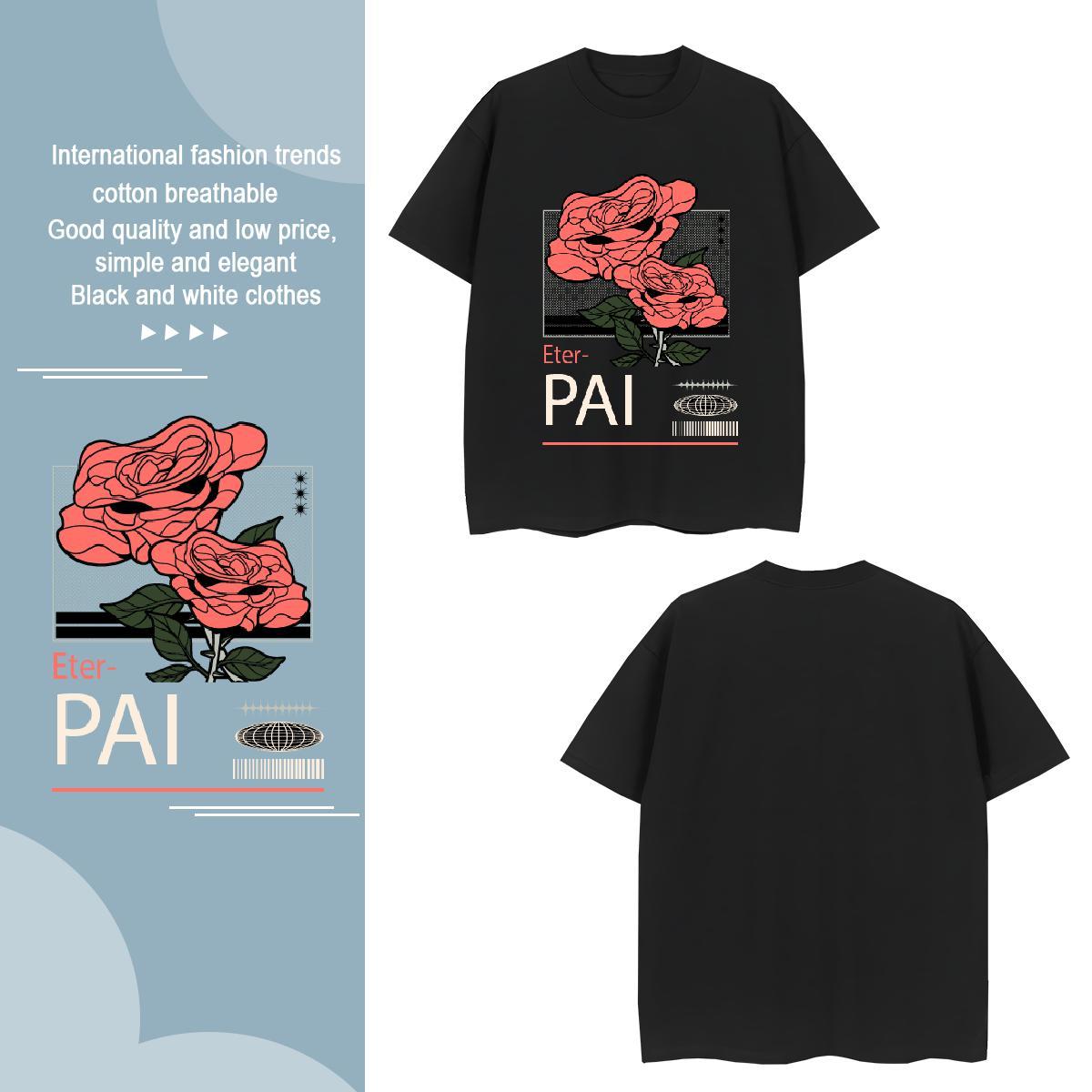 Wholesale flower 230g Pure Cotton Men Tees Casual Daily Wear Breathable Soft T-Shirts Designer Cartoon Printing L-4XL Tops Tees