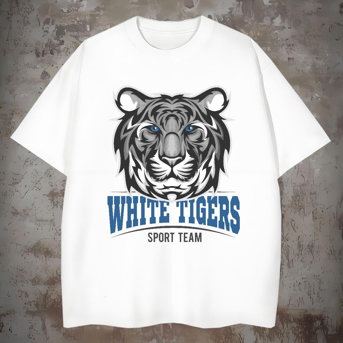 Wholesale T-Shirts for Men tiger O-Neck Short Sleeve Street Casual Custom Print Plus Size 230g Pure Cotton Men Tees 2024 Summer Wear