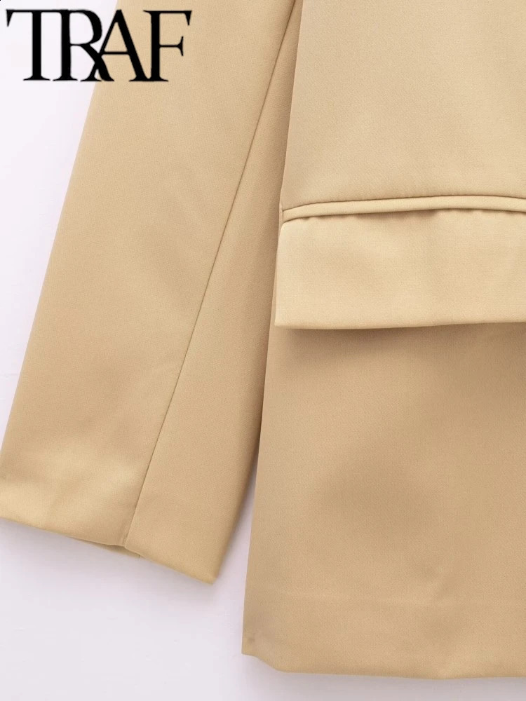 TRAF Office Womens Loose Color Jacket Summer Long Sleeve Double Chest Coat Y2k OL Top 240819