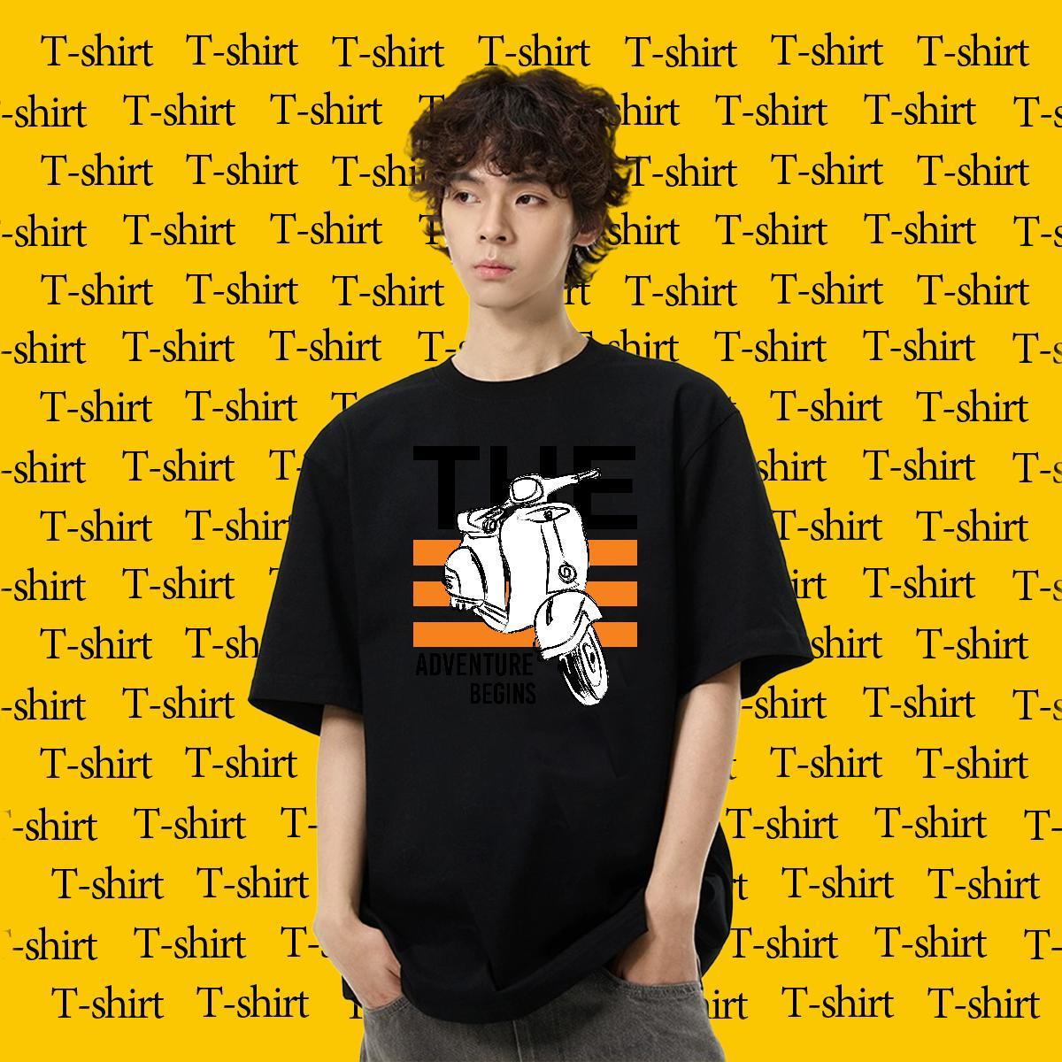 Designer Men Tshirts Spring Summer 100% Cotton 230g Anime O Neck Short Sleeves Motorcycle T Shirts Men DIY Customized Clothes