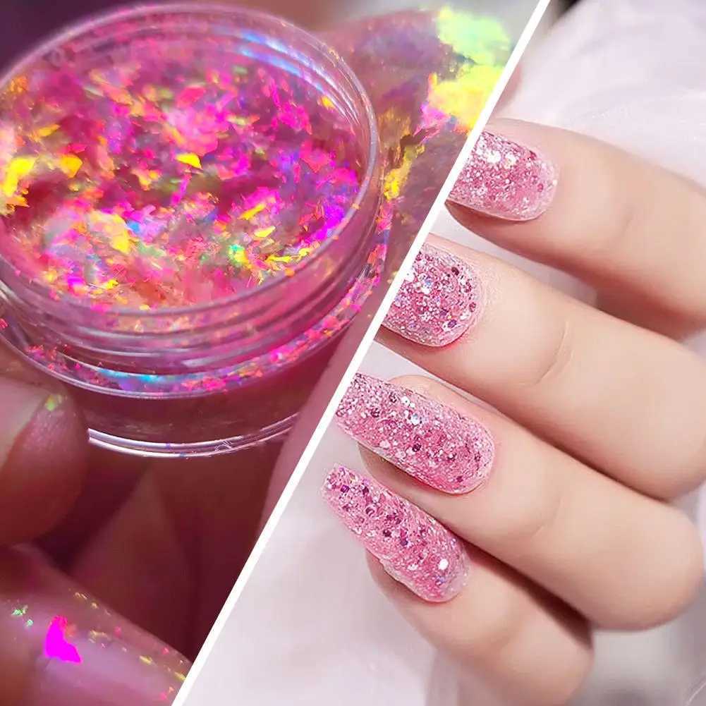 NEW High-shining 1PC Aurora Chameleon Opal Flakes Nail Powder Holographic Mermaid Glitter Sequins Pigment Eye Shadow Color ShiftXJ240815