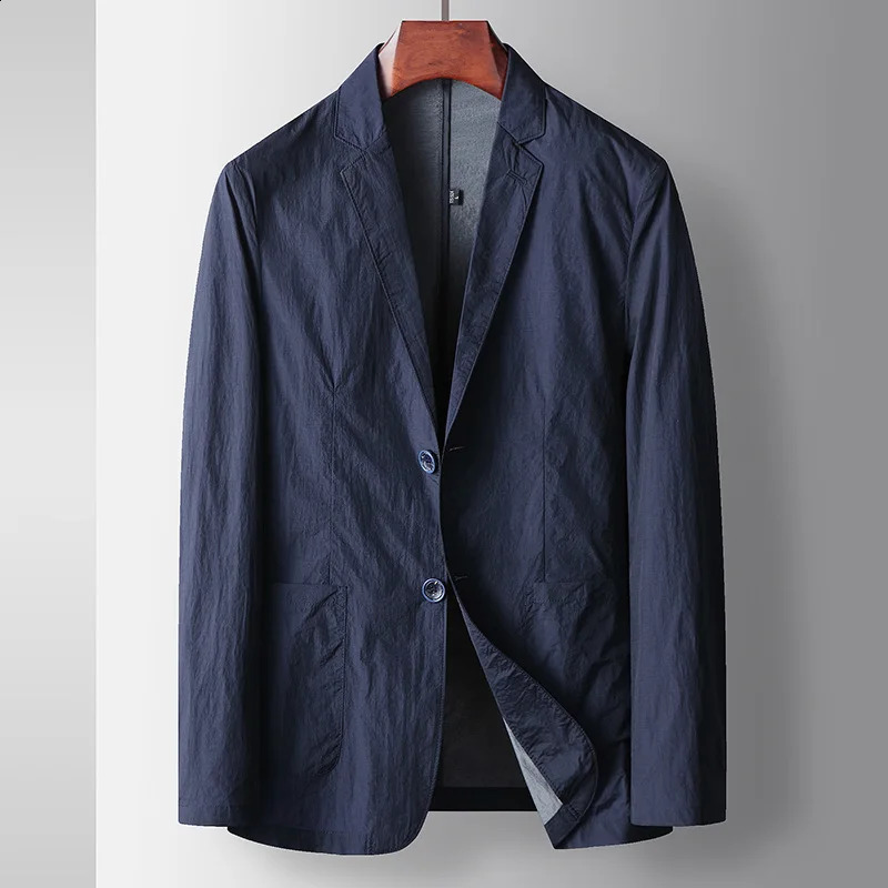 Black Mens Spring and Summer Thin Small Solid Color Business Set Casual Clothing Fashion Single Western Coat 240819
