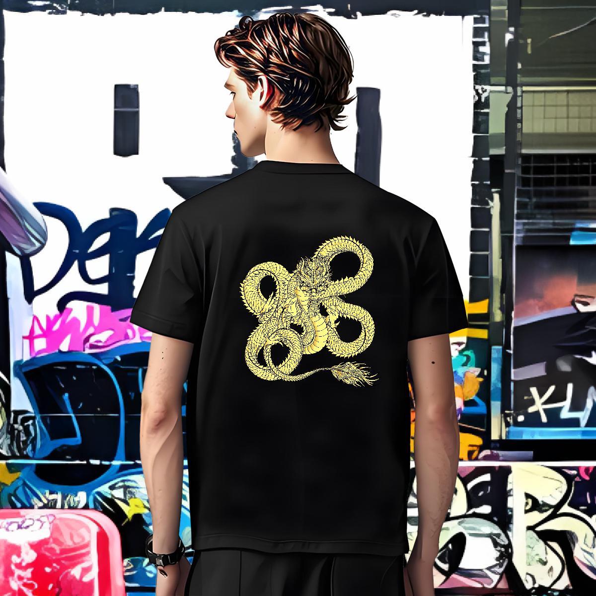 T shirt 230g 100% Cotton dragon Daily Wear O Neck Short Sleeves Skull Couples T Shirts New Unisex Tees