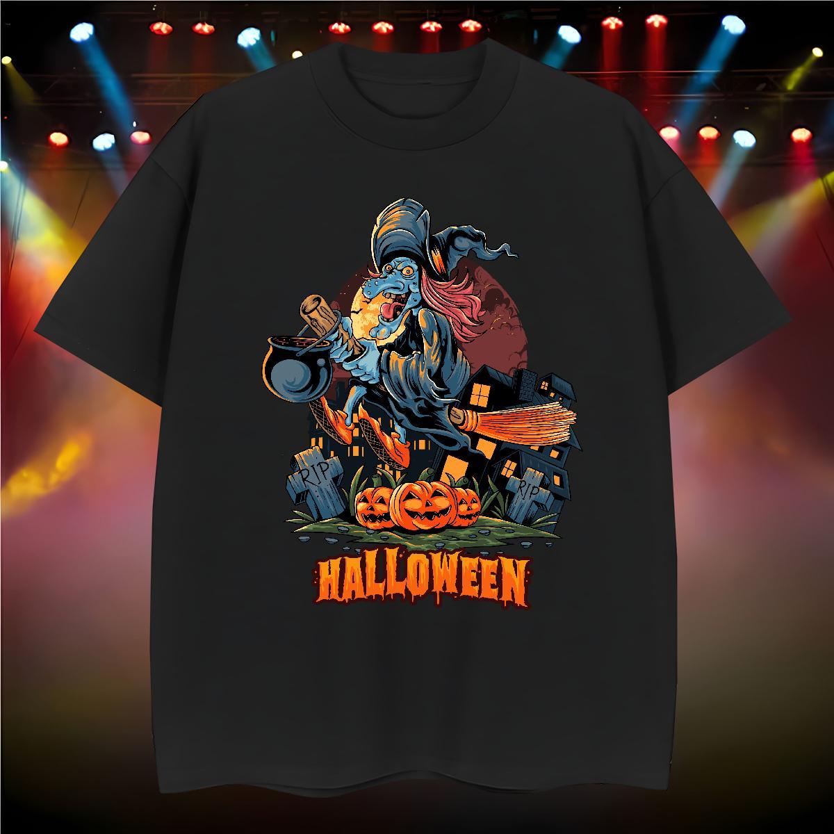 Fashion Designer Mens Tshirts halloween Street Casual 230g 100% Cotton Wear Breathable Soft T-Shirts Asian Size