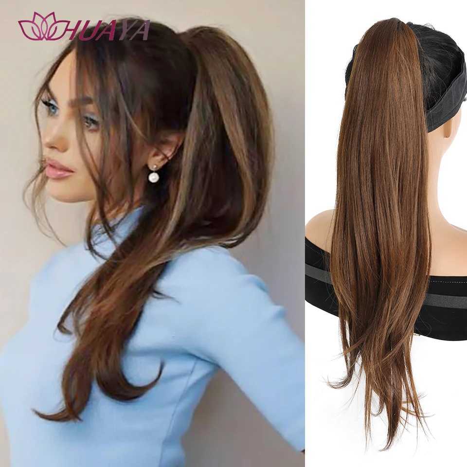 HUAYA ponytail extended wavy hair grab clip high ponytail synthetic fluffy micro curly ponytail natural wig tail W240817