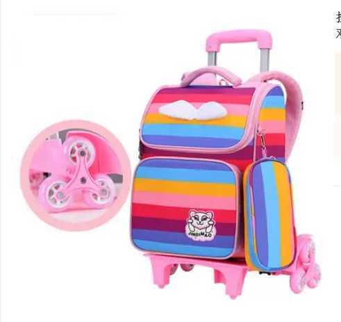 children school Trolley backpack Bag for Girls school Rolling backpack bag wheels School wheeled backpack bag for girls student Y240820