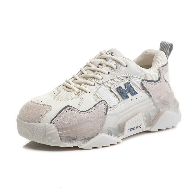 Ddmysports Spring Summer New Sports Running With Thick Casual Genuine Leather Women Eightened Flat Sole Dad Shoes For OUTDOOR